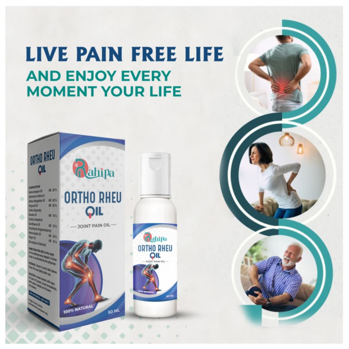 Rahipa Natural Pain Relief Oil For Joint, Knee, Back, Sciatica and Pain Aid Liquid 4