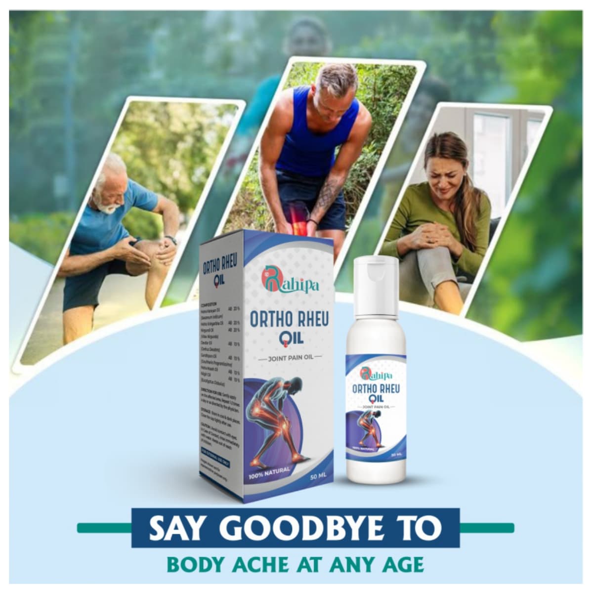 Buy Rahipa Ortho Rheu Oil Buy 2 get 1 free for long-lasting joint and muscle pain relief. Herbal formula, non-sticky & great value pack.