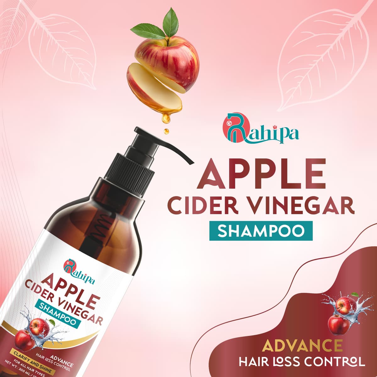 RAHIPA Shampoo 300ml for Hair Fall Control & Dandruff Removal | Mild Daily Use Shampoo with Natural Ingredients | Strengthens Roots & Adds Shine | For All Hair Types