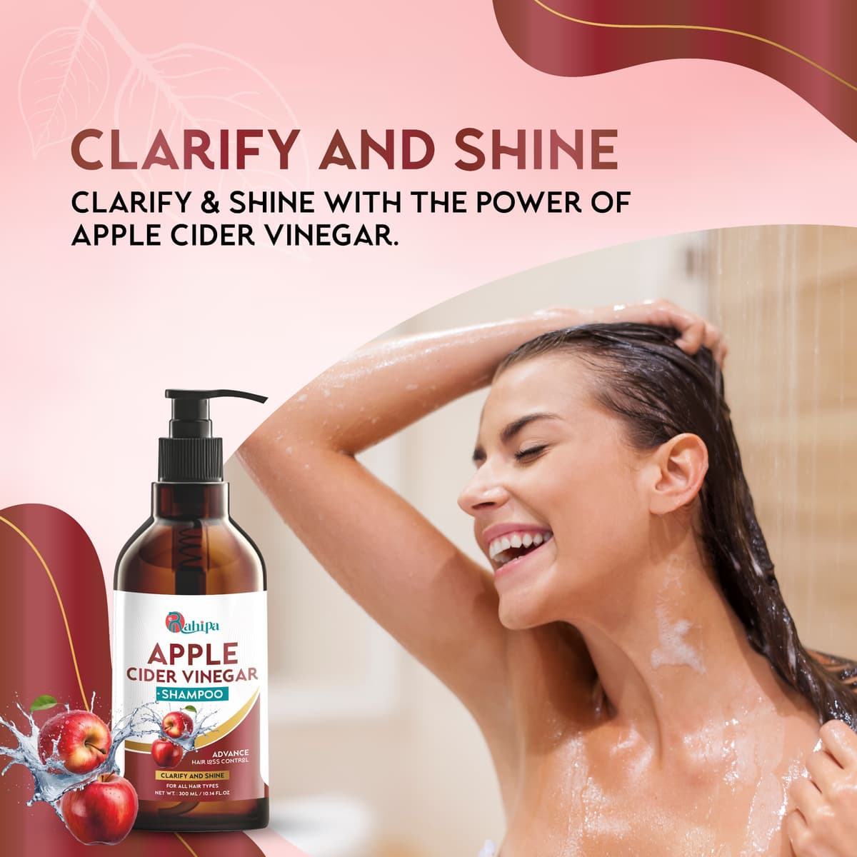 RAHIPA Shampoo 300ml for Hair Fall Control & Dandruff Removal | Mild Daily Use Shampoo with Natural Ingredients | Strengthens Roots & Adds Shine | For All Hair Types